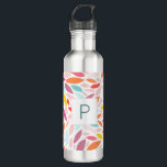Garrafa Monograma de Pastel de Mosaico Folha Personalizado<br><div class="desc">Um impressão de mosaico lindo e vibrante em pastéis misturado com brilhos em laranja,  rosa,  amarelo e lacrimejo. Personalizado com o Monograma de sua escolha. Faz um presente ou favor maravilhoso.</div>