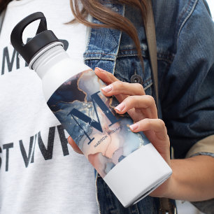 Garrafa Monograma Dourado Azul Cor-de-Água Única