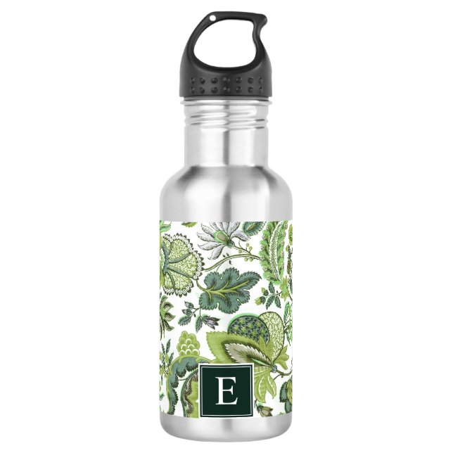 Garrafa Monograma Floral do Green Boho Vintage (Frente)