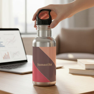 Garrafa Monograma Marrom e Maroon Striped