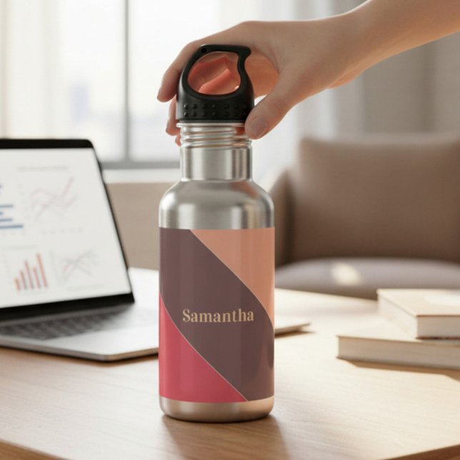 Garrafa Monograma Marrom e Maroon Striped (Criador carregado)