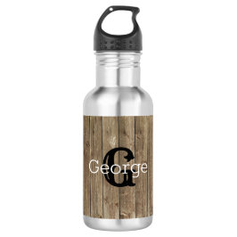 Garrafa Monograma Marrom Madeira Personalizado Atraente