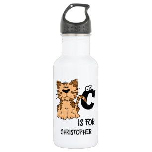Garrafa Monograma personalizado C é para gatos gatinhos ga