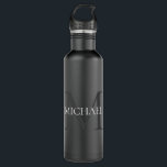 Garrafa Monograma Personalizado e Nome Preto<br><div class="desc">Monograma Elegante Personalizado e Presentes de Nome com monograma personalizado no estilo de letra serif clássico com caixa de nome no meio do monograma.</div>