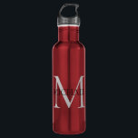 Garrafa Monograma Personalizado e Nome Vermelho<br><div class="desc">Monograma Elegante Personalizado e Presentes de Nome com monograma personalizado no estilo de letra serif clássico com caixa de nome no meio do monograma.</div>