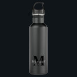 Garrafa Monograma Simplístico Elegante Preto E Branco<br><div class="desc">Monograma Simplístico Elegante,  Preto E Branco,  Garrafa De Água De Aço Inoxidável</div>