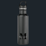 Garrafa Monograma Simplístico Elegante Preto E Branco<br><div class="desc">Monograma Simplístico Elegante,  Preto E Branco,  Garrafa De Água De Aço Inoxidável</div>