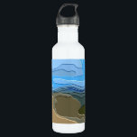 GARRAFA MONTANHAS<br><div class="desc">Um design brilhante e colorido abstrato de uma vista de montanha,  com céu azul,  rocha e árvores.</div>