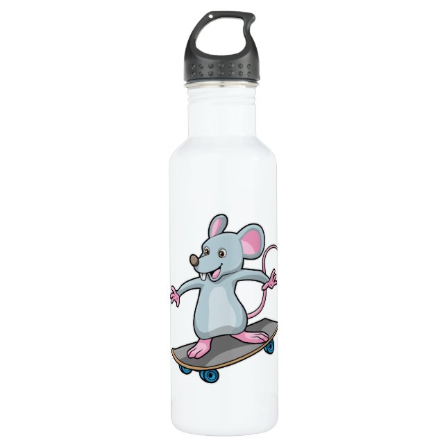 Garrafa Mouse como skater com skate (Frente)