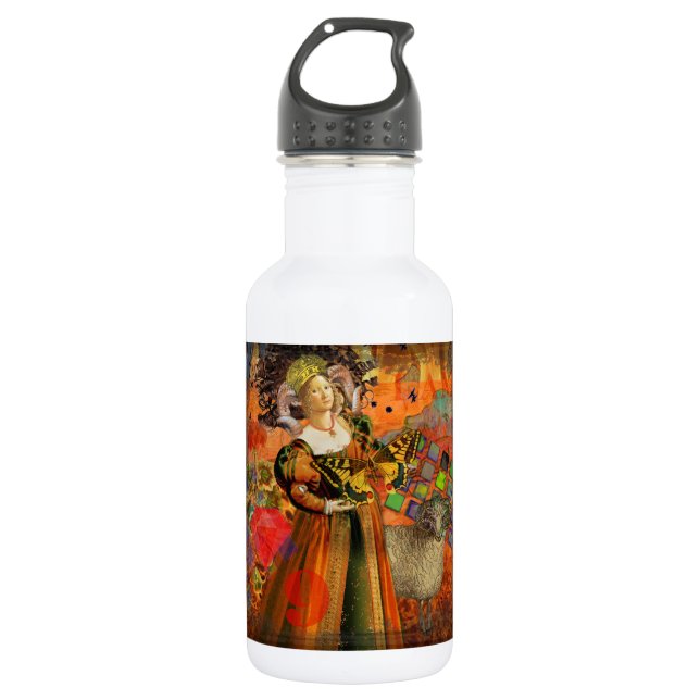 Garrafa Mulher de Áries Laranja: Colagem de Arte Antiga de (Frente)
