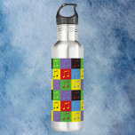 Garrafa Música Nota Padrão Pop Art Rainbow<br><div class="desc">Você é fã de garrafas de água para temas musicais? Você gosta de pop art? Esta garrafa de água tem um padrão colorido de pop de arte de música 8ª notas feitas em amarelo,  verde,  azul,  vermelho,  roxo e preto</div>