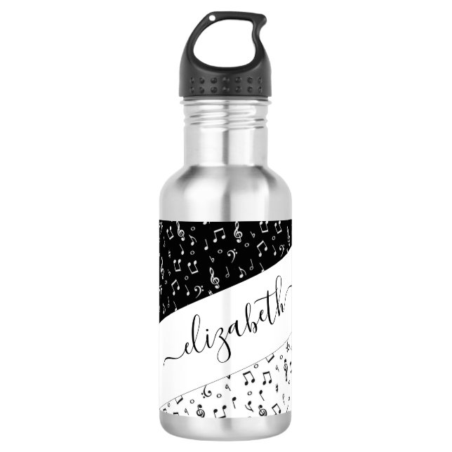 Garrafa Musical personalizado preto e branco (Frente)