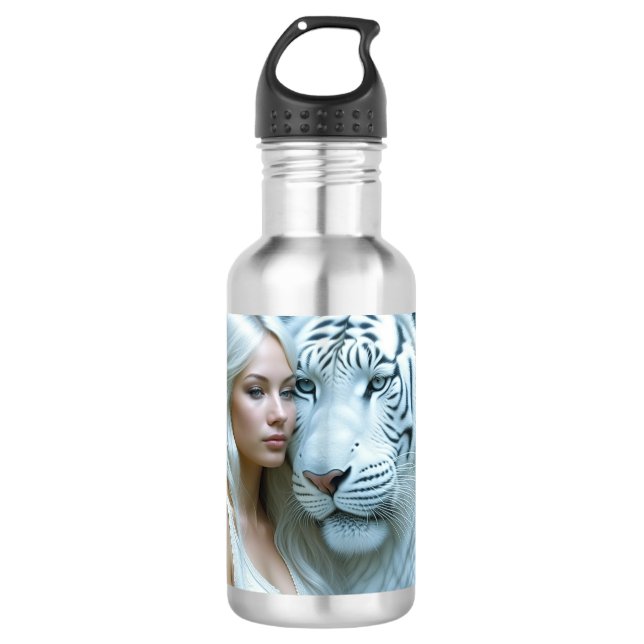 Garrafa Mystical White Tiger e Mulher Personalizada (Frente)