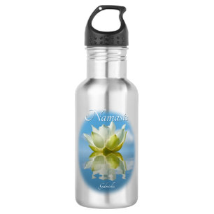 Garrafa Namaste Refletindo Lotus Flor e Nome Yoga Pequeno