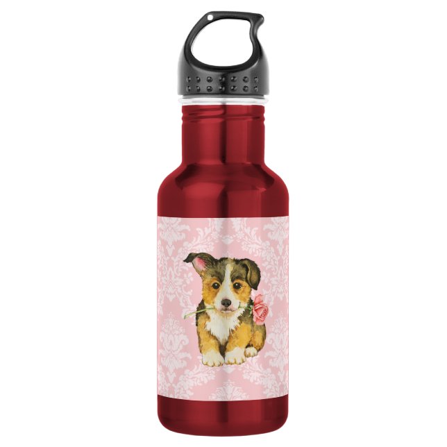 Garrafa Namorados Rosa Pembroke Welsh Corgi (Frente)