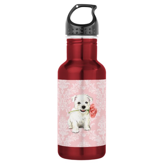 Garrafa Namorados Westie cor-de-rosa (Frente)