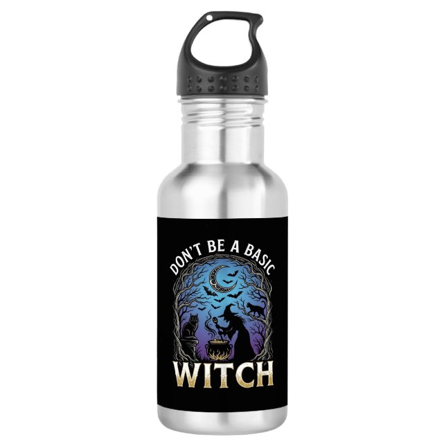 Garrafa Não Seja Básica Bruxa Cauldron Halloween Gatos Pre (Frente)