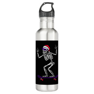 GARRAFA NATAL SKELETON NO SKATEBOARD FUNNY XMAS