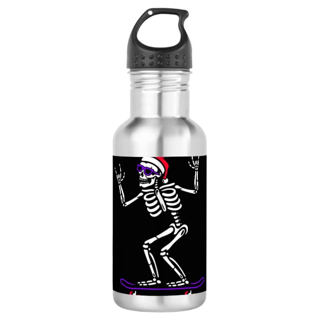 GARRAFA NATAL SKELETON NO SKATEBOARD FUNNY XMAS (Frente)