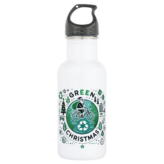 Garrafa Natal Verde - Papais noeis e Design Reciclagem (Frente)