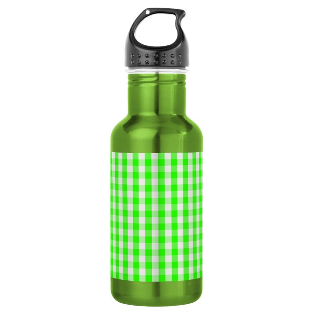 Garrafa Neon Green Gingham Patterno de Shirley Taylor (Frente)