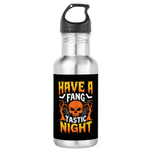 Garrafa Noite Fantástica Crânio e Morcegos de Halloween