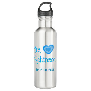 Garrafa Noiva para ser Sra adicione nome data aquarela azu