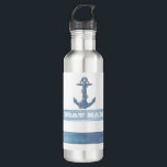Garrafa Nome Da Embarcação Náutica,Âncora,Corda,Faixa Azul<br><div class="desc">Esta imagem apresenta um nome de barco e ancora em um fundo listrado azul claro e branco.</div>