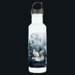 Garrafa Nome de Aquarela da Coroa das Árvores Florestais<br><div class="desc">Árvores florestais de aquarelas com garrafa de água inoxidável voadora. Um tapete de ioga nesta coleção.</div>