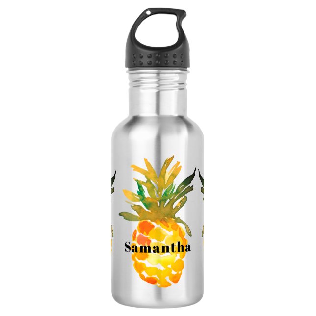 Garrafa Nome de Aquarela Tropical (Frente)