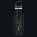 Garrafa Nome de Script Moderno do na moda<br><div class="desc">Uma garrafa de água simples,  na moda,  com nome de script,  com tipografia branca a preto. Estilo minimalista. Disponível em 2 tamanhos.</div>