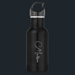 Garrafa Nome de Script Moderno do na moda<br><div class="desc">Uma garrafa de água simples,  na moda,  com nome de script,  com tipografia branca a preto. Estilo minimalista. Disponível em 2 tamanhos.</div>