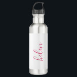 Garrafa Nome de Script Personalizado Dif Pink Personalizad<br><div class="desc">Uma bela garrafa de água com um nome personalizado em uma fonte moderna e elegante. Em rosa e branco. Maravilhoso como um presente de Dia de as mães,  feriado,  aniversário,  desabrigos ou madrinhas.</div>