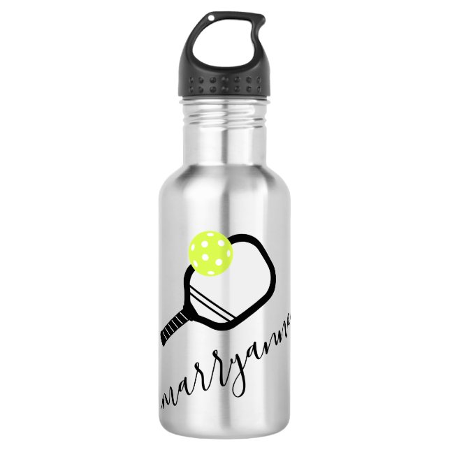 Garrafa Nome de Script Personalizado do Pickleball em (Frente)