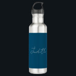 Garrafa Nome do Adição da Caligrafia Profissional Azul Oce<br><div class="desc">Simples Designs Modernos Minimalistas. São todos simples,  atraentes,  únicos.</div>
