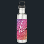 Garrafa Nome do Monograma do Rainbow Glitter<br><div class="desc">Adicione uma abertura de cor à sua garrafa de água com arco-íris brilhante com um monograma e um nome de script. Personalize com seu nome, monograma, inicial ou texto. Você pode alterar a cor do texto e o estilo da fonte usando a opção personalizá-lo. Por favor, note que o brilho...</div>