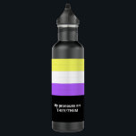Garrafa Nome LGBT de Sinalizador de Gênero Não-Binário<br><div class="desc">Nome LGBT de Sinalizador de Gênero Não Binário Apresenta-se A garrafa de água de aço inoxidável com nome, texto e pronomes personalizados. Você pode adicionar seu texto personalizado ou excluí-lo. Uma bela ideia de presente para familiares e amigos, e uma ferramenta de excelente para bebendo mais água, parar o lixo...</div>