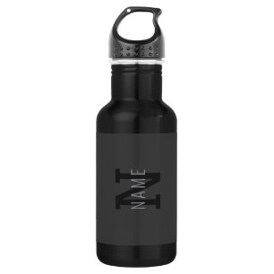 Garrafa Nome Monogramado Moderno Cinza Escuro (ou outro te