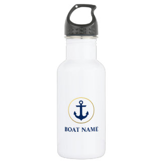 Garrafa Nome Náutico do Barco Anchor Azul Dourado