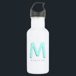 Garrafa Nome Personalizado 3D do Modern Cut Fun Monograma<br><div class="desc">Garrafa de água com monograma,  com seu nome personalizado como uma inicial de sombra em turquesa e chaleira. Moderno,  minimalista,  simples e divertido,  esta design movida pela tipografia dá um legal dom personalizado!</div>