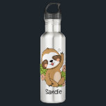 Garrafa Nome Personalizado da Largura do Bebê<br><div class="desc">Bela Lama de Bebê com folhas e flores. Perfeito para amantes de preguiça, excelente aniversário, presente de Natal e qualquer ocasião. Fácil personalização do nome e fonte da sua princesa usando o "botão Personalização". Você também pode "Transferir design para um produto" em outros produtos do Zazzle e ajustar o design...</div>