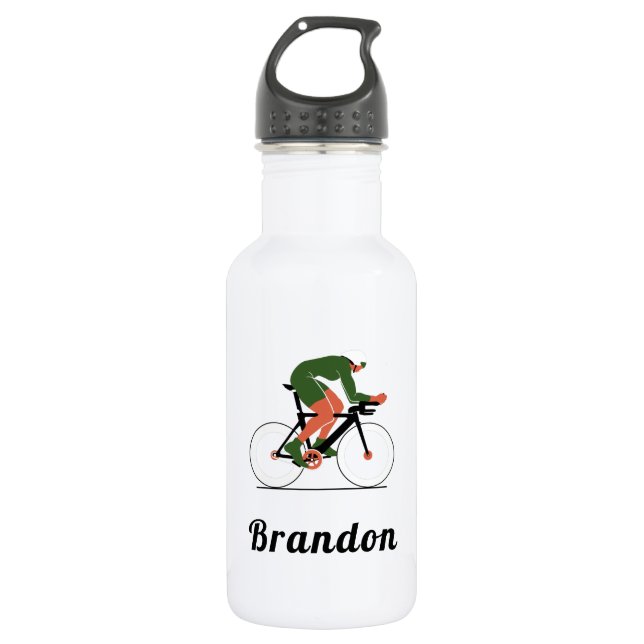 Garrafa Nome Personalizado de Ciclista de Ilustração de Ci (Frente)