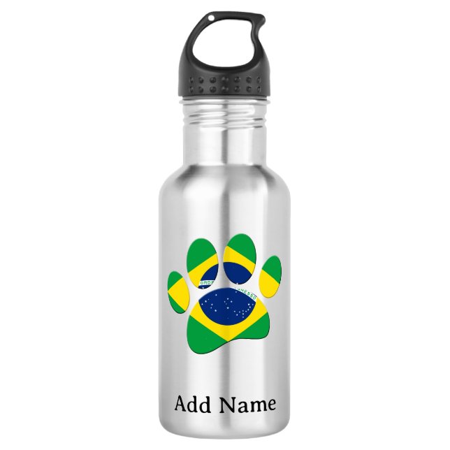 Garrafa Nome Personalizado de Impressão da Pata de Cachorr (Frente)