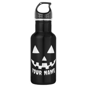 Garrafa Nome personalizado do abóbora preto e branco