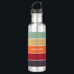 Garrafa Nome Personalizado do Bloco de Cores de Flavores T<br><div class="desc">Esta design colorida e moderna apresenta um padrão de blocos coloridos em matizes tropicais com seu nome personalizado #garrafas d'água #drinkware #personalizedgifts</div>