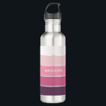 Garrafa Nome Personalizado do Bloco de Cores do Glacé Rosa<br><div class="desc">Este design colorido e moderno apresenta um padrão de blocos coloridos em matizes cor-de-rosa e roxos com seu nome personalizado #garrafas d'água #drinkware #personalizedgifts</div>