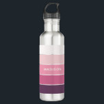Garrafa Nome Personalizado do Bloco de Cores do Glacé Rosa<br><div class="desc">Este design colorido e moderno apresenta um padrão de blocos coloridos em matizes cor-de-rosa e roxos com seu nome personalizado #garrafas d'água #drinkware #personalizedgifts</div>