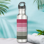 Garrafa Nome Personalizado do Bloco de Cores Verde Moderno<br><div class="desc">O nome personalizado de Bloco de Cores Verdes Cor Rosa Moderno - Uma Garrafa de Água de Aço Inoxidável apresenta um design colorido e moderno em tons de Verde Rosa com o seu nome personalizado. Perfeito como presente para Natal, aniversário, feriados, escola, faculdade, prédio de equipes e muito mais. Concebido...</div>
