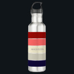 Garrafa Nome Personalizado do Colorblock Perfeito Poppy<br><div class="desc">Este design colorido e moderno apresenta um padrão de blocos coloridos em azul,  esticado,  coral e vermelho com seu nome personalizado #garrafas d'água #presentes personalizados</div>