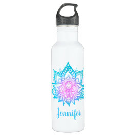 Garrafa Nome Personalizado do Pastel Lotus Flower Yoga